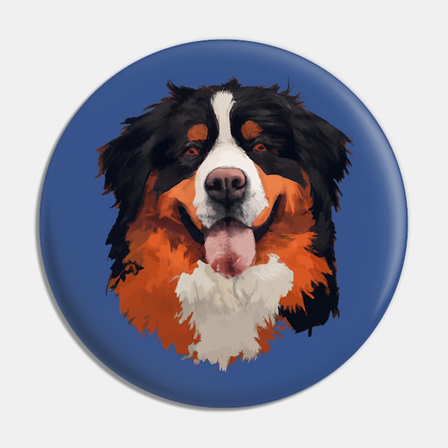 Fluffy Bernese Mountain Dog Minimal Art Pin by Furrban