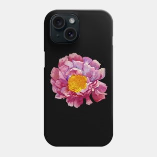 Pink watercolor peony flower Phone Case