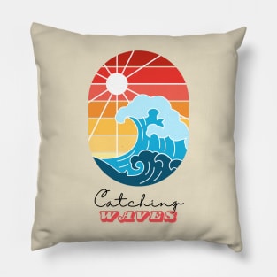 Catching Waves Surfer Surfing Summer Beach Pillow