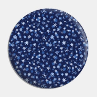 Bright Blue and Winter White Snowflakes Pattern Pin