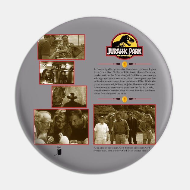 Jurassic Park Synopsis Design Pin by Black Door Apparel 