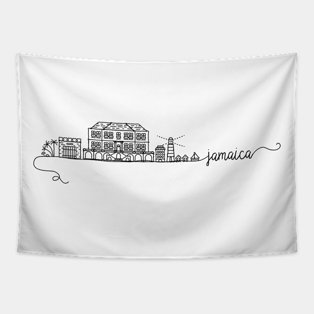 Jamaica City Signature Tapestry by kursatunsal