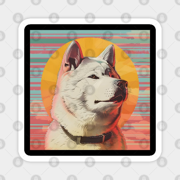 70s Akita Vibes: Pastel Pup Parade Magnet by NatashaCuteShop