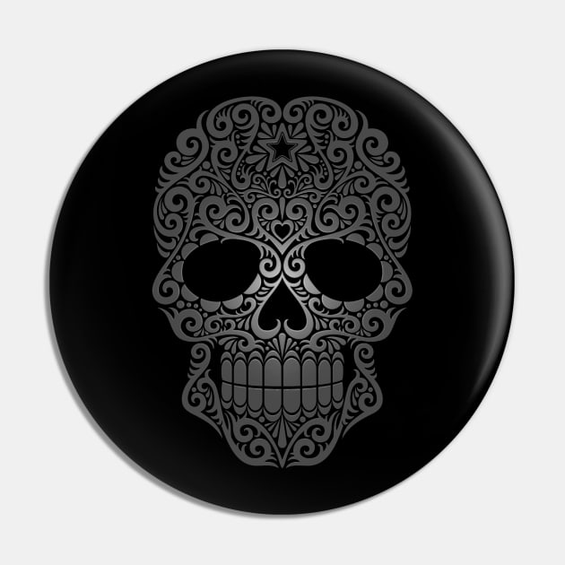 Gray Swirling Sugar Skull Pin by jeffbartels
