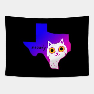 Neon Meowdy Texas Cat Tapestry