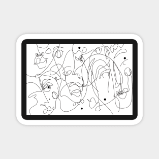 Abstract Faces Line Drawing Magnet