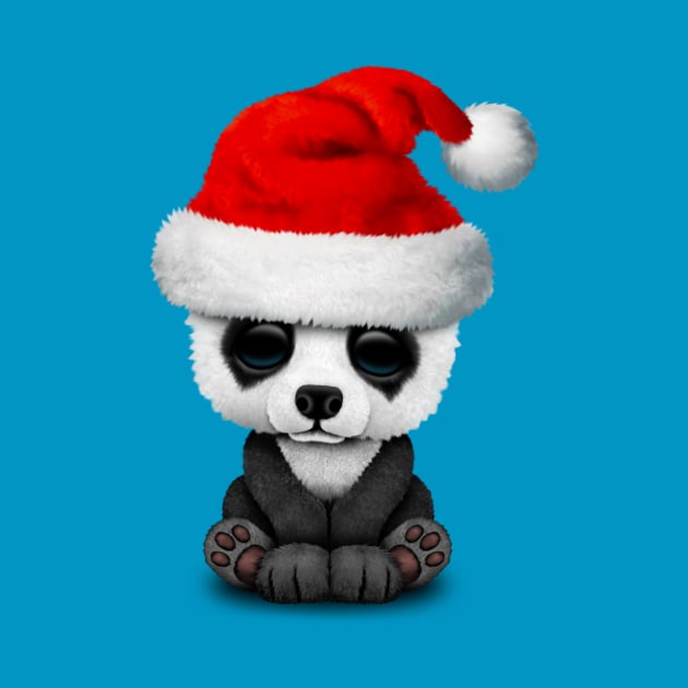 Baby Panda Bear Wearing a Santa Hat by jeffbartels