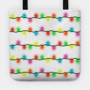 String of Pixel Glowing Christmas Lights Pattern (White) Tote