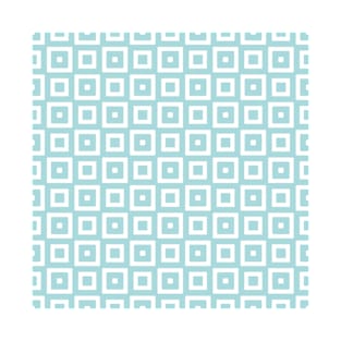 White and Blue Square Pattern T-Shirt