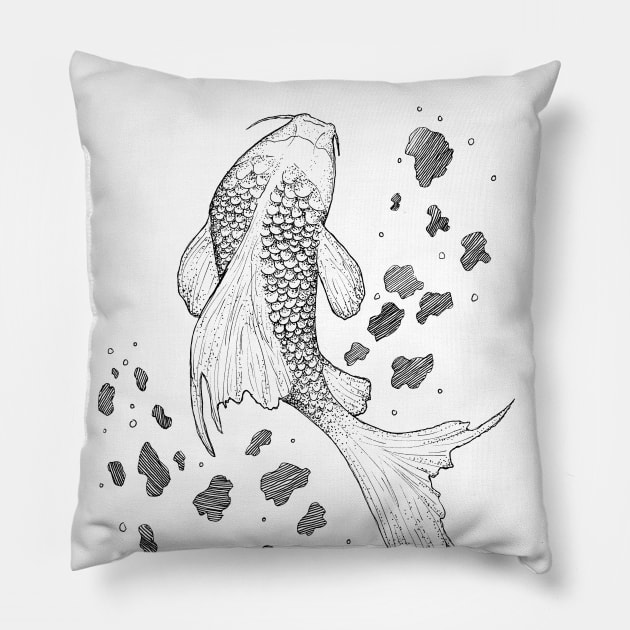 Splash - Koi fish, animals, sea life Pillow by Inspirational Koi Fish