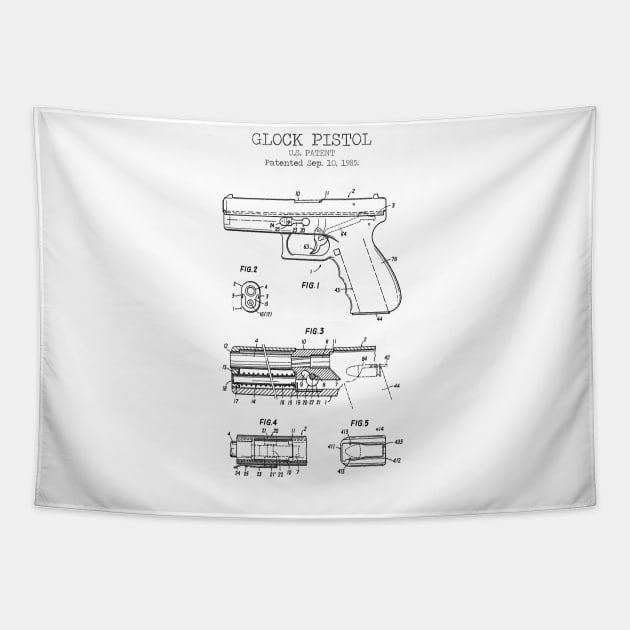 GLOCK PISTOL patent Tapestry by Dennson Creative