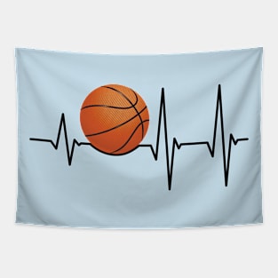 Heartbeat Basketball Players and Sports Fan Gift Tapestry