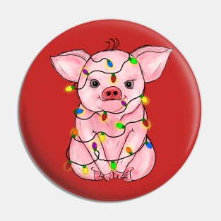 Cute Pig Christmas Lights Pin