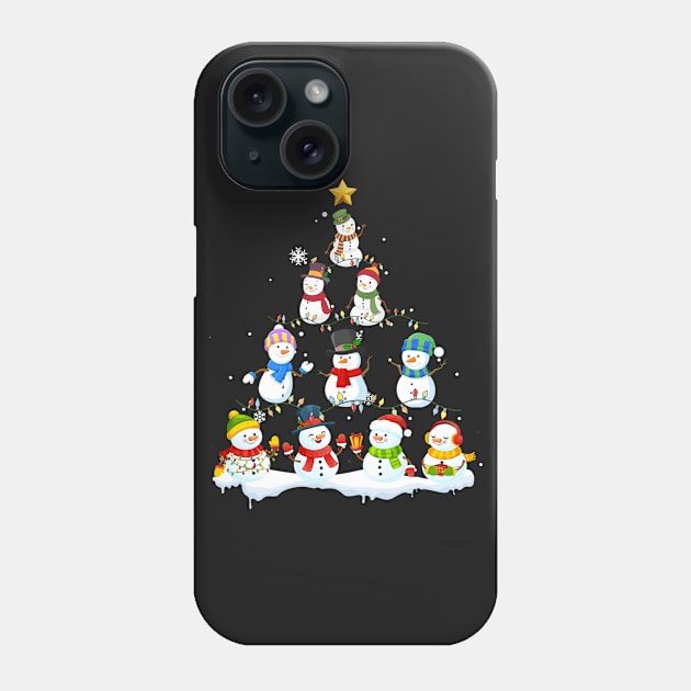 Funny Snowman Christmas Tree T-Shirt Ornament Deco Phone Case by TeeLovely