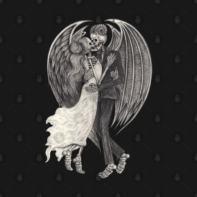 Angels and demons skeletons in love. by Jiewsurreal