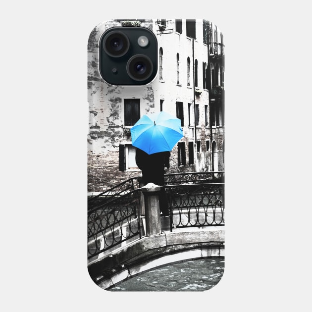 Blue Umbrella in Venice Phone Case by FlyingDodo