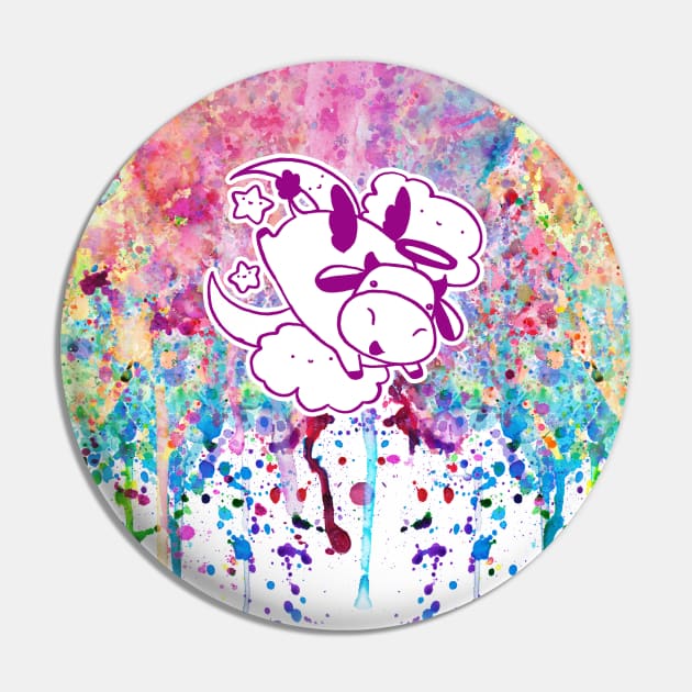 Rainbow Paint Drip Cow Pin by saradaboru