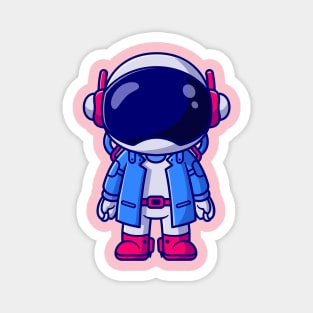 Cute Astronaut Wearing Suit Cartoon Magnet