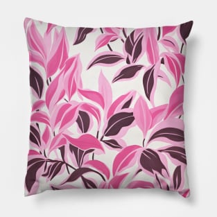 Pink and Purple Botanical Leaves Pattern Pillow