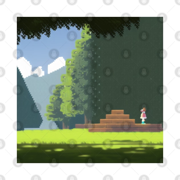 A person standing on a platform in the middle of a forest by Tazlo