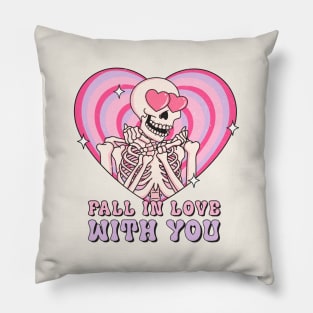 Fall In Love With You Skeleton Love Pillow