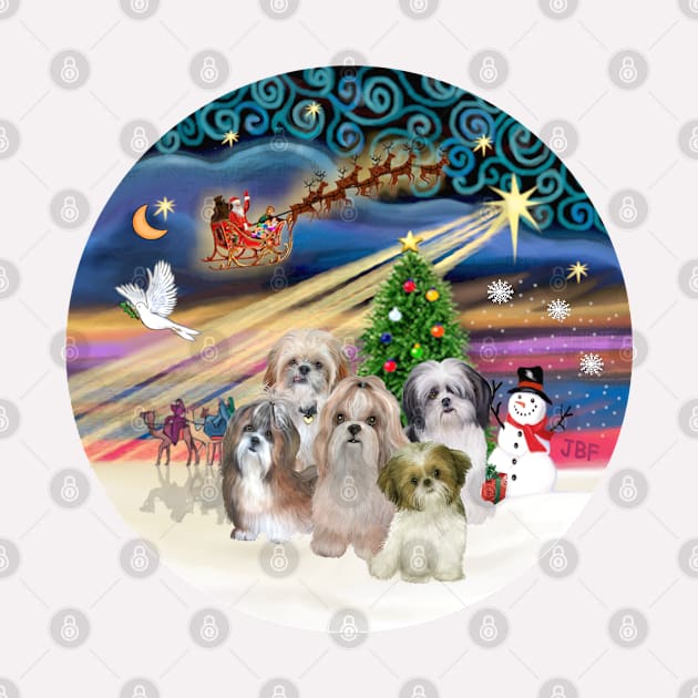 "Christmas Magic" with Five Shih Tzus by Dogs Galore and More