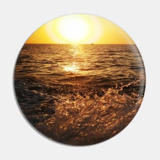 Cute ocean view fishing boat sunset Pin