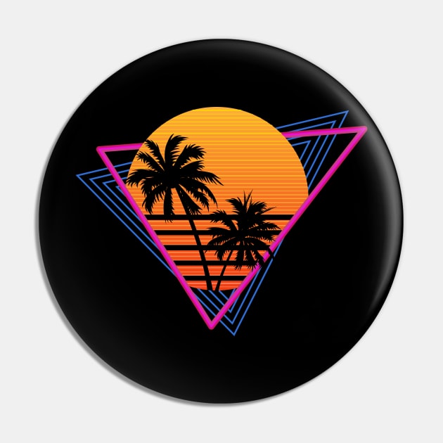 Retro Synthwave Inspired 80s Triangle Design Pin by Brobocop