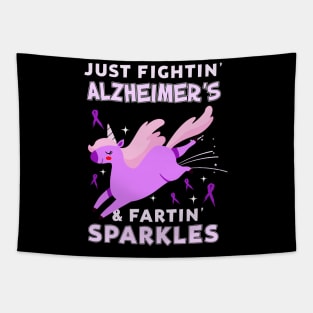 Alzheimer’s funny unicorn farting sparkles Tapestry