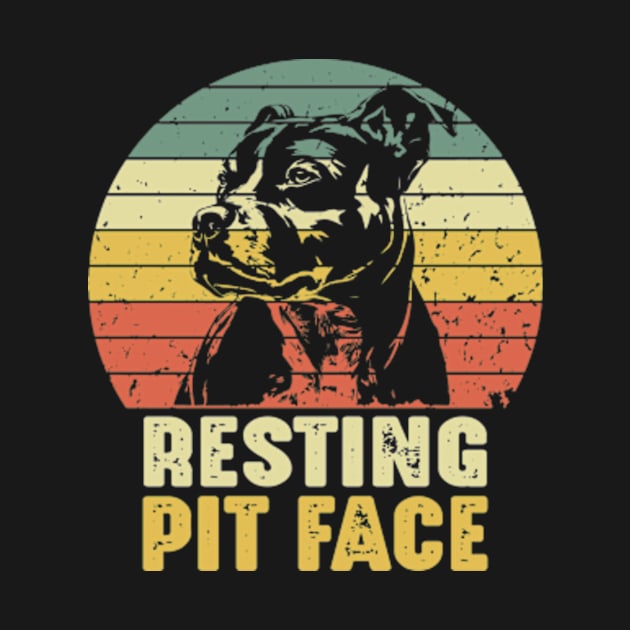 Dog Pitbull Resting Pit Face Funny by David Brown