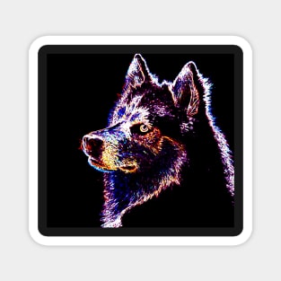 Husky Neon Dog Magnet