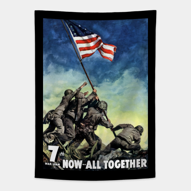 Raising The Flag On Iwo Jima Marine Corps Tapestry Teepublic
