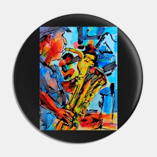 Saxophone Player Music Jazz Blues Abstract Art Pin