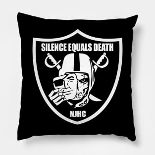 Silence Equals Death Shield Skull Pillow