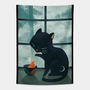 Cat and Rain Tapestry