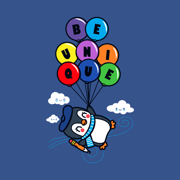 Be Unique Cute Kawaii Penguin Flying Balloon Cartoon by Originals By Boggs