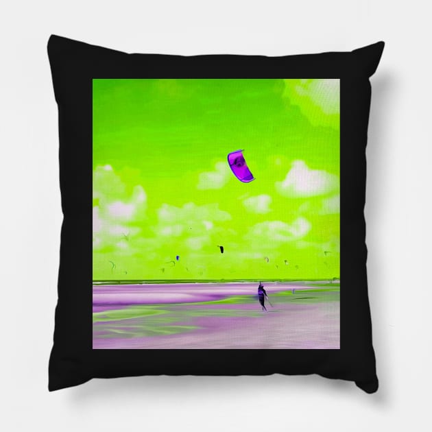 Lonely Kite Beach No. 4 Pillow by asanaworld