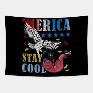 Merica Funny Eagle and Salamander Stay Cool Popsicle Tapestry