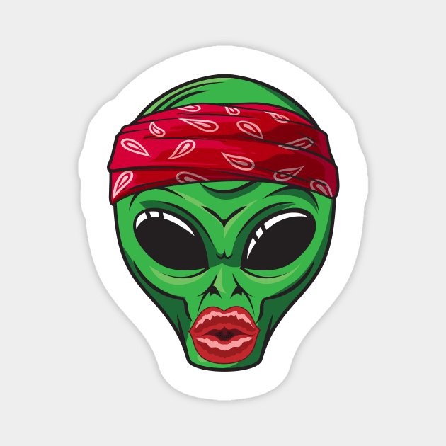 Alien with lip filler Botox Funny alien Magnet by gogo-jr