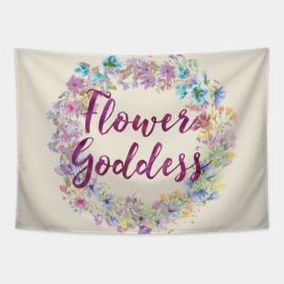 Flower Goddess | Floral Wreath | Watercolor Tapestry