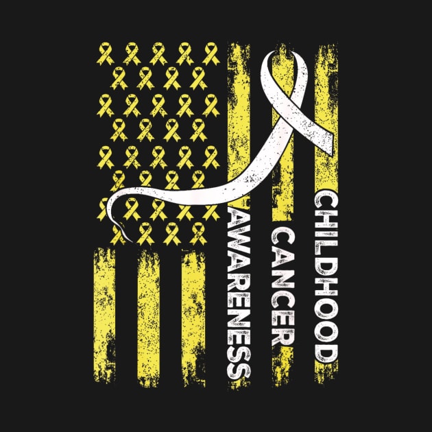 Go Gold - Childhood Cancer Awareness Distressed USA flag by Mega-st