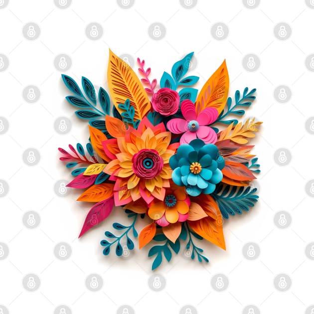 Paper art bouquet 3d illustration 01 by Slanapotam