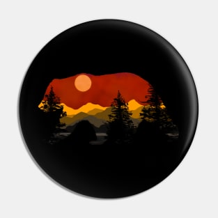 Sunset in Bear Silhouette Pin