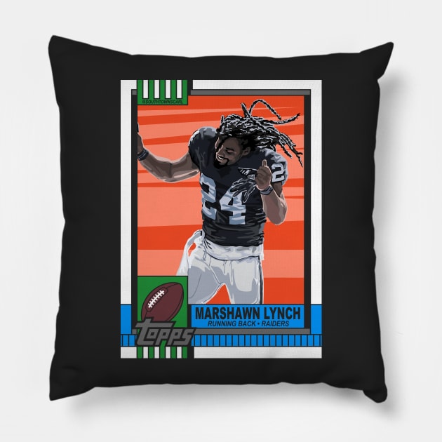 90's Marshawn Lynch Football Card Pillow by Carl Cordes