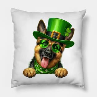 St Patricks Day Peeking German Shepherd Dog Pillow