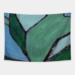 Cobalt Blue Navy Green Abstract Art Tapestry