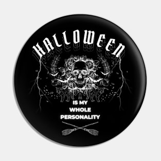 Halloween Skull Pumpkins Graphic Funny T-shirt Pin