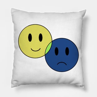 Yellow and Blue - Smile and Frown Pillow