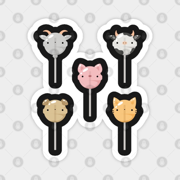 Farm animals lollipop set Magnet by Nikamii