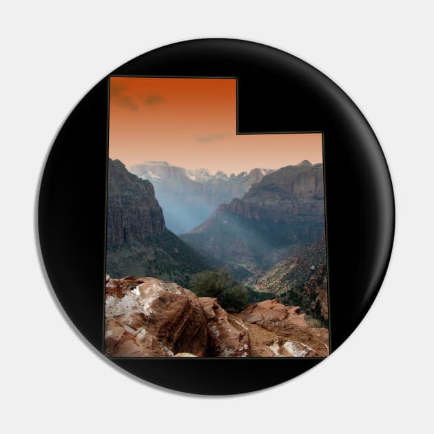 Utah State Outline - Zion National Park Pin by gorff